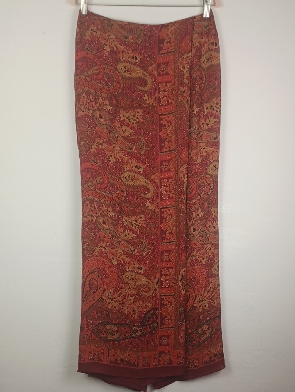 Anthracite 100% Silk Paisley Maxi Skirt Boho Gypsie Carefree Style